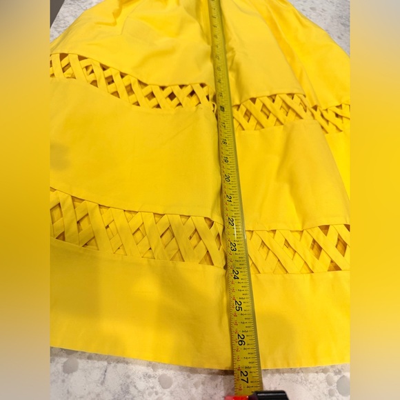 Alice + Olivia Yellow A-Line Skirt with Cutout Accents - Picture 6 of 6